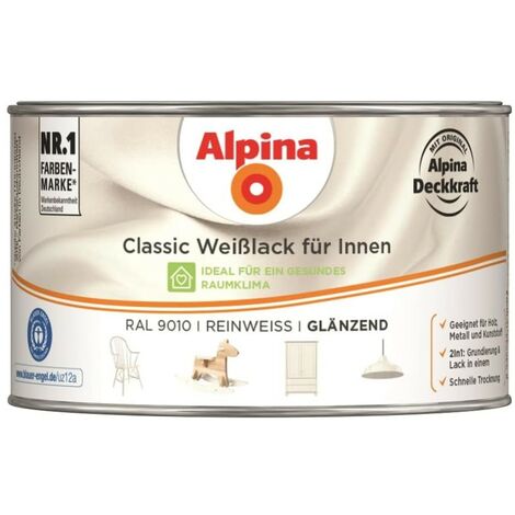 ALPINA Classic Weißlack, für Innen, Reinweiß, glänzend, 300ml