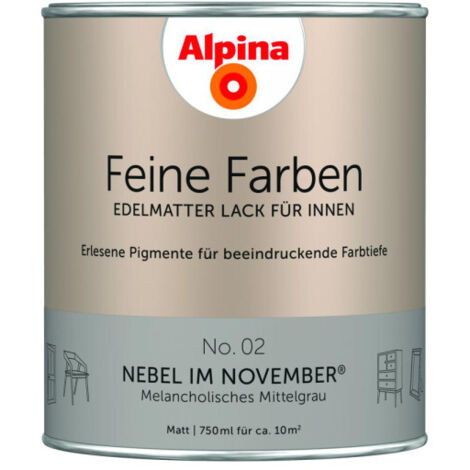 Alpina Feine Farbe Laque color&233e brouillard en novembre mat 750ml