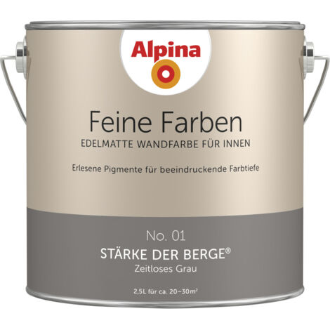 Alpina Feine Farbe No 01 2,5 l Zeitloses Grau Stärke der Berge Wandfarbe 30m²