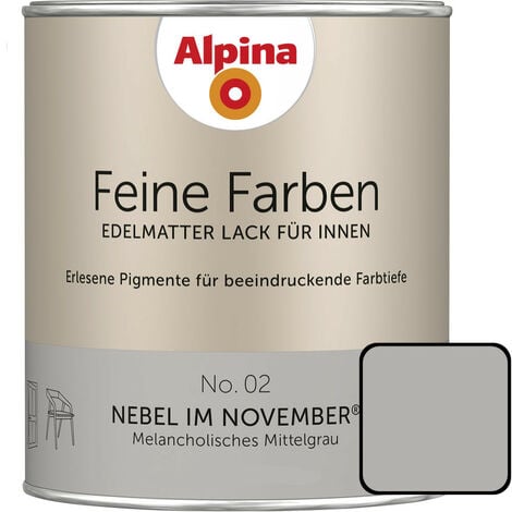 Alpina Feine Farben Lack No. 02 Nebel im November 750ml Melancholisches Mittelgrau, edelmatt Buntlacke