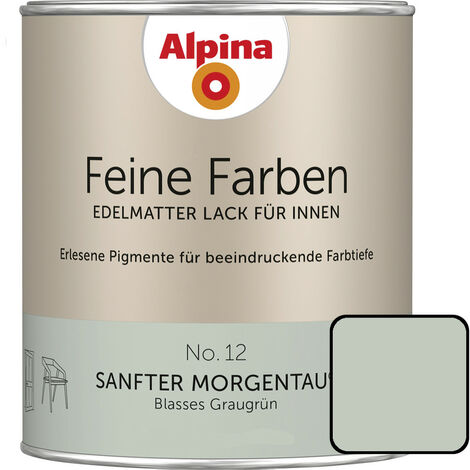 Alpina Feine Farben Lack No. 12 Sanfter Morgentau 750ml Blasses Graugrün, edelmatt Buntlacke
