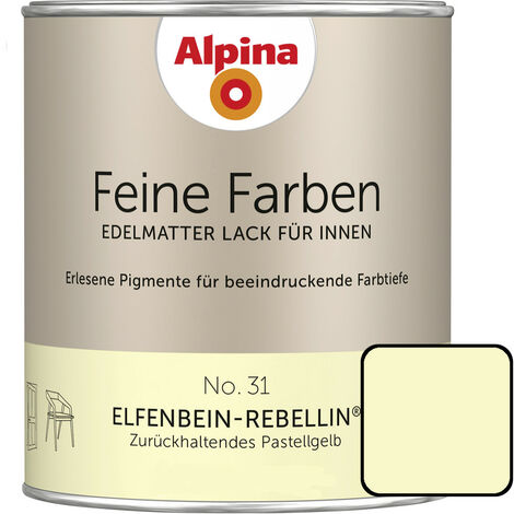 Alpina Feine Farben Lack No. 31 Elfenbein-Rebellin 750ml Zurückhaltendes Pastellgelb, edelmatt Buntlacke