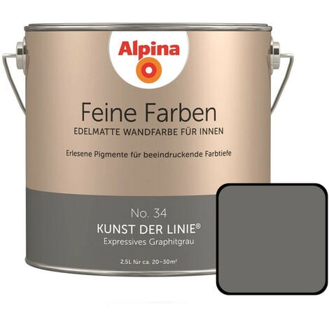 Alpina Feine Farben No. 34 Kunst der Linie 2,5 L expressives graphitgrau edelmatt Wandfarbe