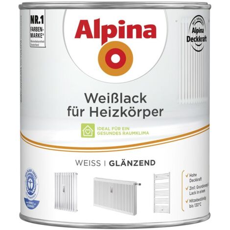 Alpina Heizkörperlack weiß 2 l weiß glänzend Lack Weißlack Acryllack