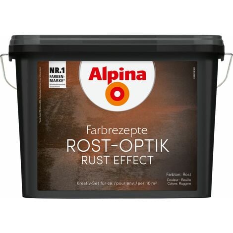 Alpina Innenfarbe Rost-Optik 0,7l rostbraun&0,5l rostorange glänzend Effektfarbe