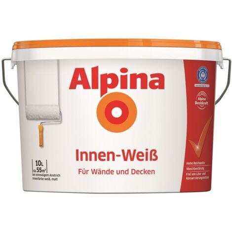 Alpina Innenweiß Wandfarbe 10 l, hochdeckend, waschbeständig für Innen