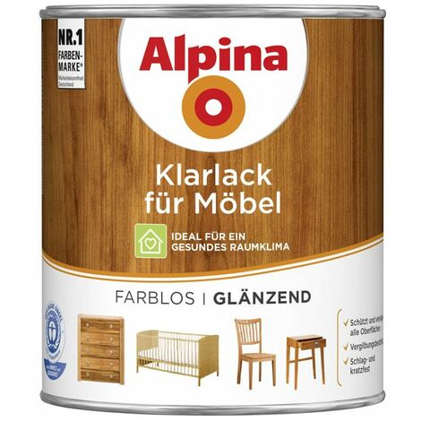 Alpina Klarlack für Möbel 750 ml farblos glänzend Lack Möbellack Holzlack
