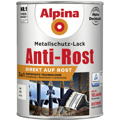 Alpina Metallschutz-Lack Anti-Rost 2,5 l weiß matt Metallack Schutzlack
