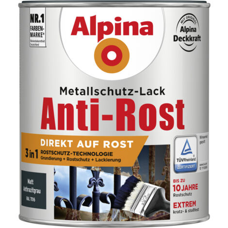 Alpina Metallschutz-Lack Anti-Rost 750 ml anthrazit matt Metallack Schutzlack