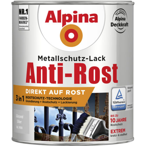 Alpina Metallschutz-Lack Anti-Rost 750 ml silber glänzend Metallack Schutzlack