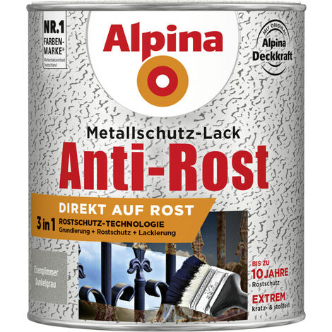 Alpina Metallschutz-Lack Eisenglimmer 750 ml dunkelgrau Metallack Schutzlack