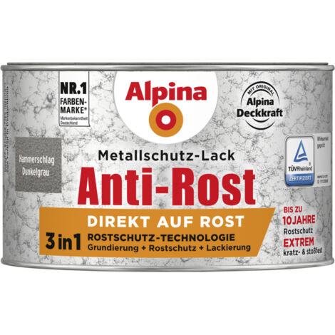 Alpina Metallschutz-Lack Hammerschlag 300 ml dunkelgrau Metallack Schutzlack