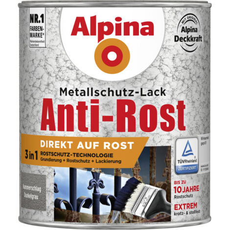 Alpina Metallschutz-Lack Hammerschlag 750 ml dunkelgrau Metallack Schutzlack