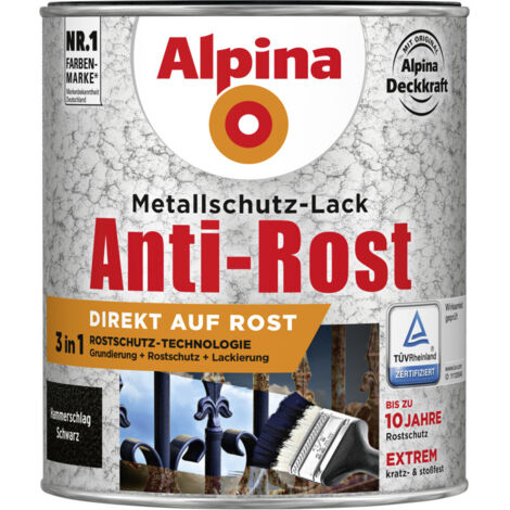 Alpina Metallschutz-Lack Hammerschlag 750 ml schwarz Metallack Schutzlack