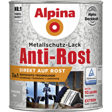Alpina Metallschutz-Lack Hammerschlag 750 ml silber Metallack Schutzlack