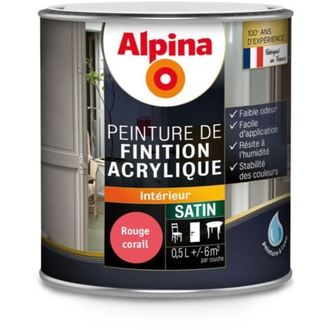 Alpina Peinture Acrylique Multisupports - Satin  Conditionnement: 0,5L - Couleur: ROUGE CORAIL