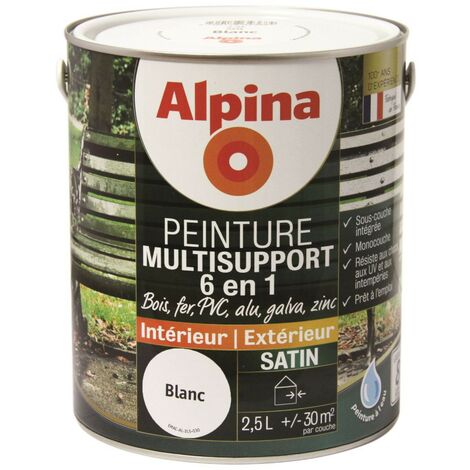 Alpina Peinture Multisupports 6 en 1 - Monocouche - Intérieur & Extérieur - Satin - 0,5L
