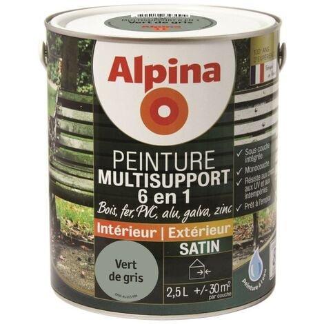 Alpina Peinture Multisupports 6 en 1 - Monocouche - Intérieur & Extérieur - Satin - 0,5L