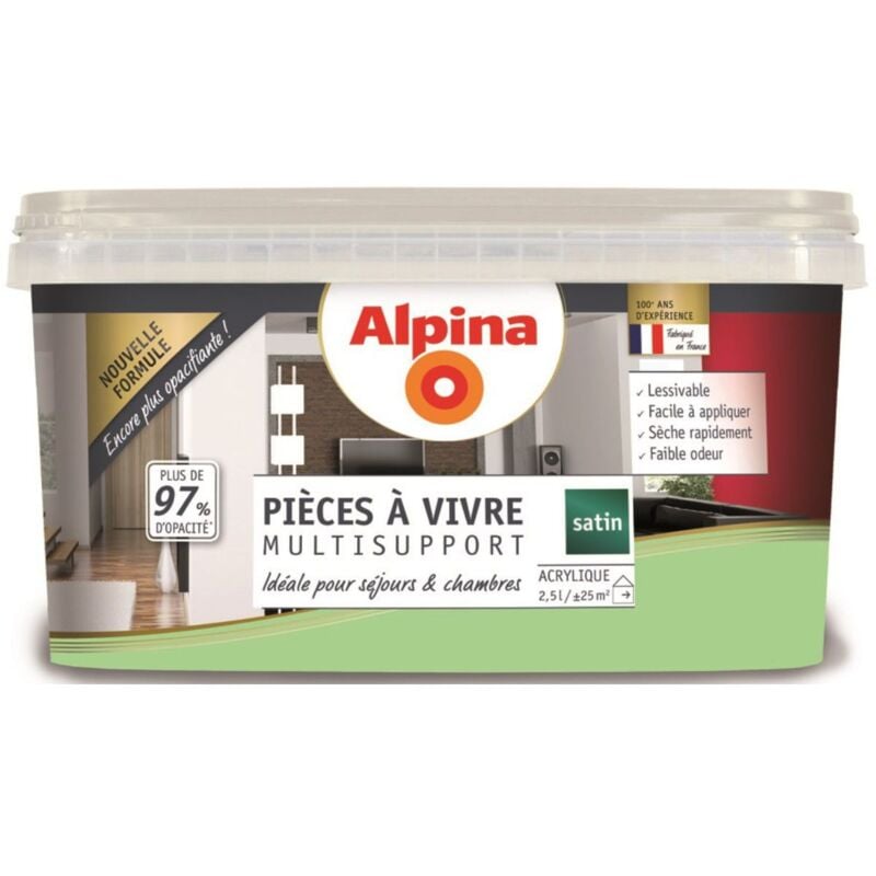 Peinture Acrylique Multisupports - Pièces à Vivre - Satin - 2,5L Finition: Satiné - Couleur: Amande ( ) - Alpina