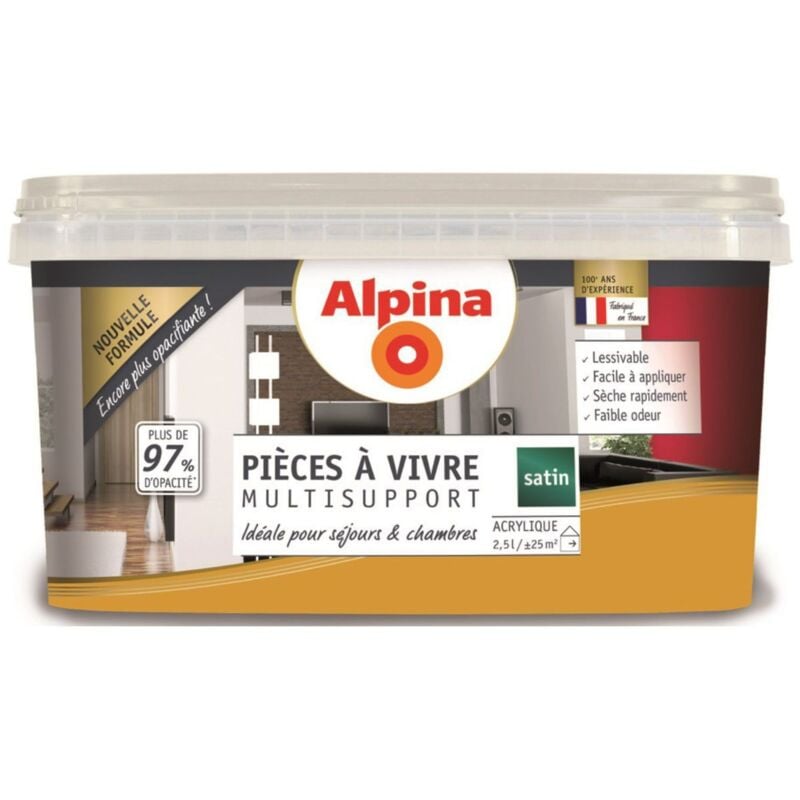 Peinture Acrylique Multisupports - Pièces à Vivre - Satin - 2,5L Finition: Satiné - Couleur: Moutarde - Alpina
