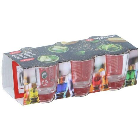 alpina Set di Bicchieri Shot 6 Pezzi - Bicchierini Liquore da 45 ml - Bicchierini Lavabili in Lavastoviglie - Perfetti per gli Shot e i Giochi di Bevute - Trasparenti - Vetro