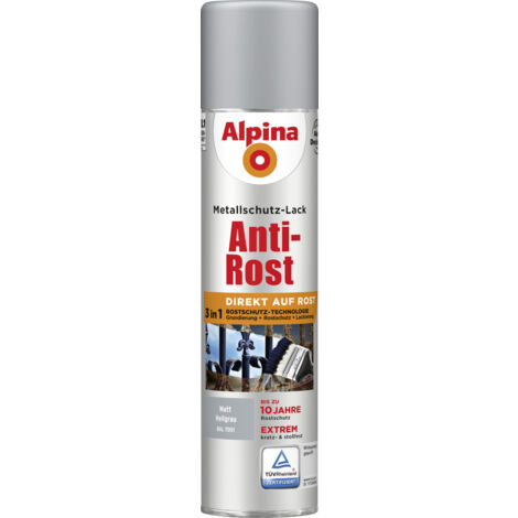 Alpina Sprühmetallschutz-Lack Anti Rost 400 ml hellgrau matt Sprühlack Lack