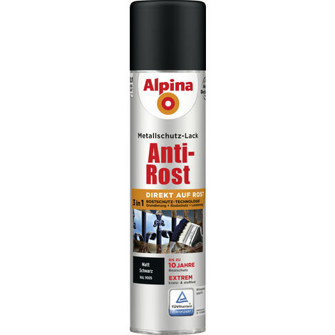 Alpina Sprühmetallschutz-Lack Anti Rost 400ml schwarz matt Sprühlack Schutzlack