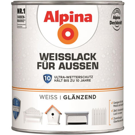 Alpina Weißlack für Außen 750 ml glänzend Lack Acryllack Holzlack