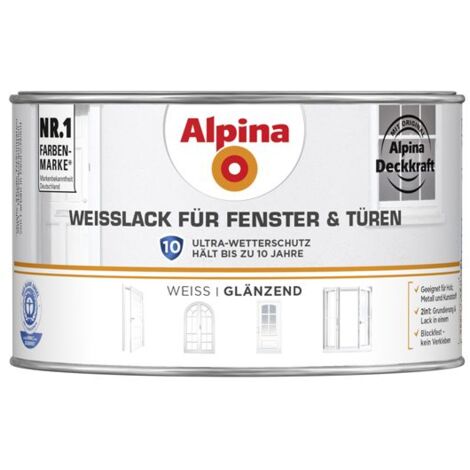 Alpina Weißlack für Fenster und Türen - Blockfester Speziallack für Fenster und Türen im Innen- und