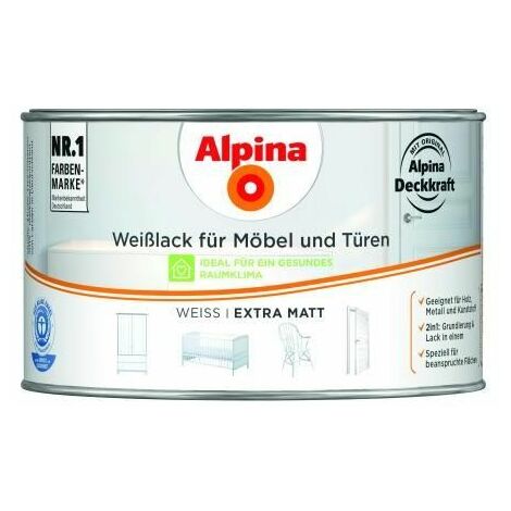 Alpina Weißlack für Möbel und Türen 300 ml weiß extra matt Möbellack Türenlack
