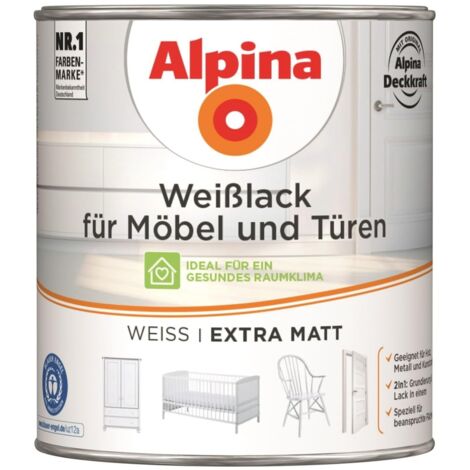 ALPINA Weißlack für Möbel und Türen, extra matt, 750ml