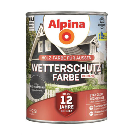 Alpina Wetterschutz-Farbe deckend anthrazitgrau 2,5L - 951211