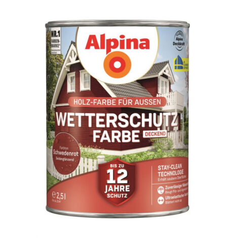 Alpina Wetterschutz-Farbe deckend schwedenrot 2,5L - 951207