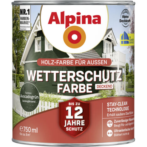 Alpina Wetterschutzfarbe deckend 0,75 L avocadogrün Holzschutzfarbe