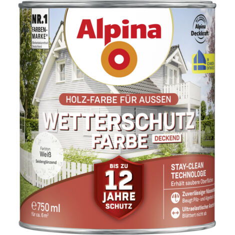Alpina Wetterschutzfarbe deckend 0,75 L weiß Holzschutzfarbe