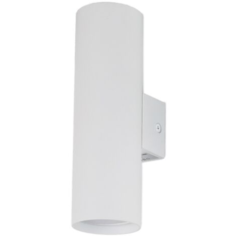 ALPINALUZ Aplique de Pared Aluminio Blanco Moderno Cilindro con Dos Casquillos GU10 Luz Arriba y Abajo para Pasillo Salón