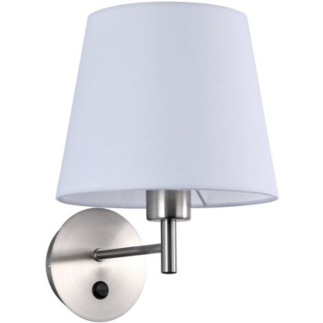 ALPINALUZ Aplique de Pared con Pantalla Textil e Interruptor Cromado-E27