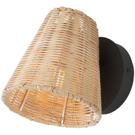 ALPINALUZ  Aplique de Pared de Mimbre de Bambú Orientable "METS" E27