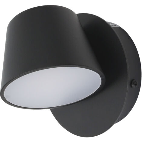 ALPINALUZ Aplique de Pared LED de Aluminio Negro Diseño Moderno Nórdico con Foco Orientable CRI90 6W 2700K