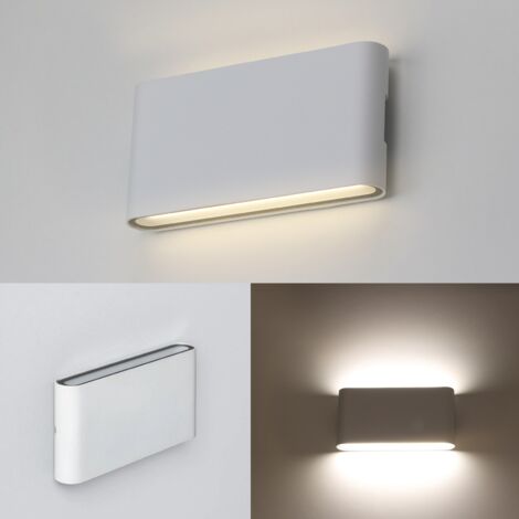 ALPINALUZ  Aplique LED 12W "SAFATA" IP54 para exterior/interior, diseño rectangular en aluminio blanco, iluminación arriba y abajo, 4000K Blanco neutro