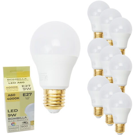 ALPINALUZ  BOMBILLA E27 A60 Chip LED Osram 9W CRI 90