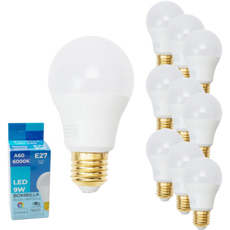 ALPINALUZ  BOMBILLA E27 A60 Chip LED Osram 9W CRI 90