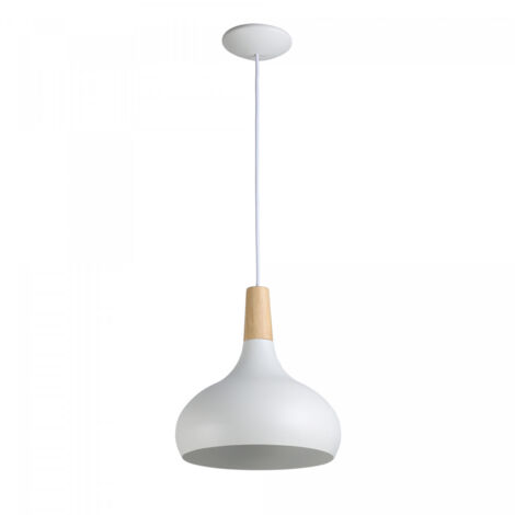 ALPINALUZ  Lámpara colgante de metal y madera estilo nórdico"LOLA" para salón y comedor E27 Ø26cm