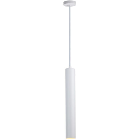 ALPINALUZ Lámpara Colgante de Techo Moderno Aluminio Blanco Minimalista en Forma de Tubo 40cm con Portalámpara GU10, Altura Ajustable