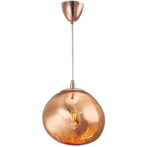 ALPINALUZ  Lámpara Colgante Diseño Moderno con Pantalla de Cristal Metalizado Grande Rosa Irregular Casquillo E27 "Melti"D360mm