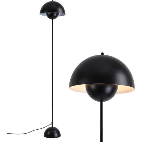 ALPINALUZ Lámpara de Pie de Diseño Nórdico Clásico on Pantalla y base Parabólica Casquillo E27 para Salón Comedor Dormitorio Negro
