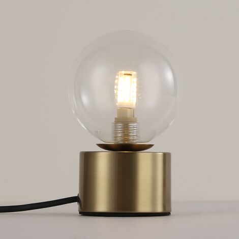 ALPINALUZ  Lámpara sobremesa de bola cristal transprente y base metal dorada G9 "Varsovia"