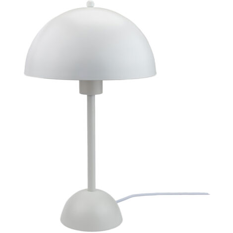 ALPINALUZ Moderna lámpara de mesa aluminio Blanco pequeña para dormitorio, bonita lámpara de lectura con pantalla de cúpula reflectante E27