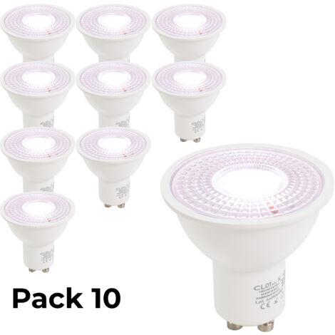 ALPINALUZ Pack de 10 Bombillas LED GU10 7W 120º SMD2835 665lm 220V No Flicker/Parpadeo 6000K