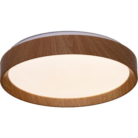 ALPINALUZ  Plafón LED de Techo 30W Ø40cm CCT 3000K-6000K, Efecto Madera, Luz Regulable - Modelo "LUNADA"